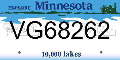 VG68262 Minnesota License Plate