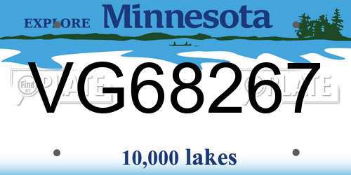 VG68267 Minnesota License Plate