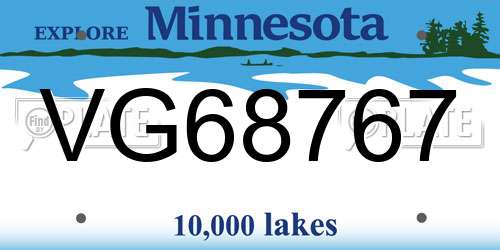 VG68767 Minnesota License Plate