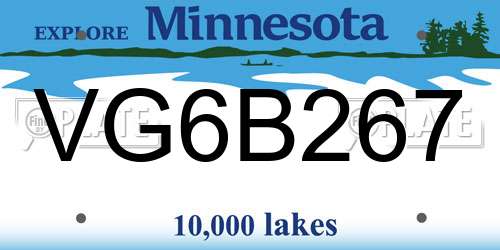VG6B267 Minnesota License Plate