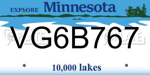 VG6B767 Minnesota License Plate