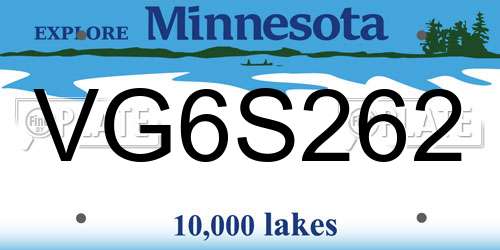 VG6S262 Minnesota License Plate