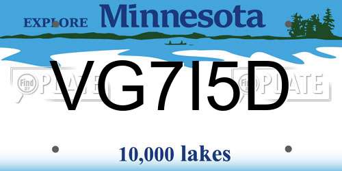 VG7I5D Minnesota License Plate