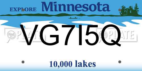 VG7I5Q Minnesota License Plate