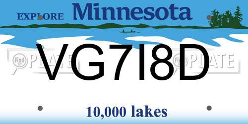 VG7I8D Minnesota License Plate
