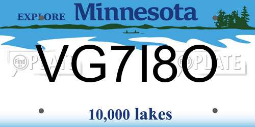 VG7I8O Minnesota License Plate