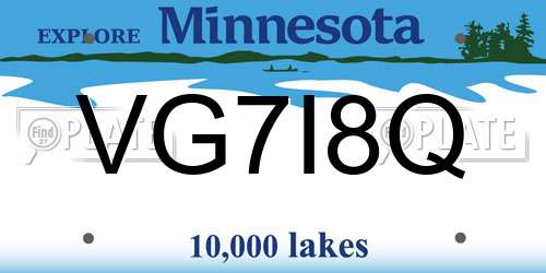 VG7I8Q Minnesota License Plate