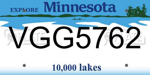VGG5762 Minnesota License Plate