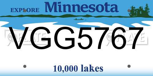 VGG5767 Minnesota License Plate