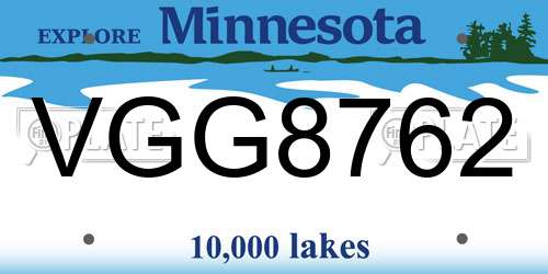 VGG8762 Minnesota License Plate