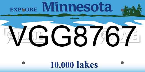 VGG8767 Minnesota License Plate