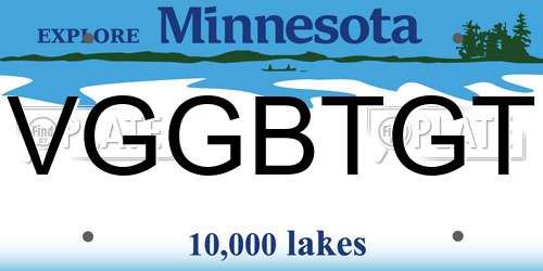 VGGBTGT Minnesota License Plate