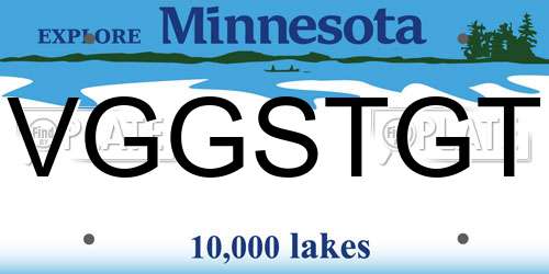 VGGSTGT Minnesota License Plate