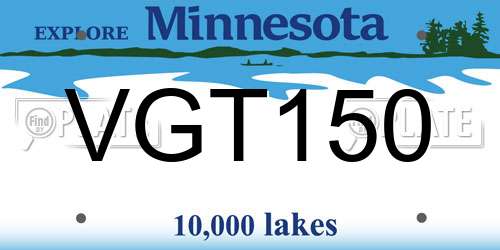 VGT150 Minnesota License Plate