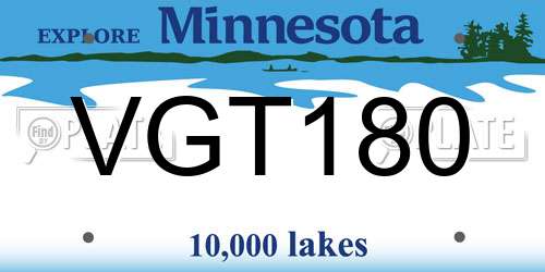 VGT180 Minnesota License Plate