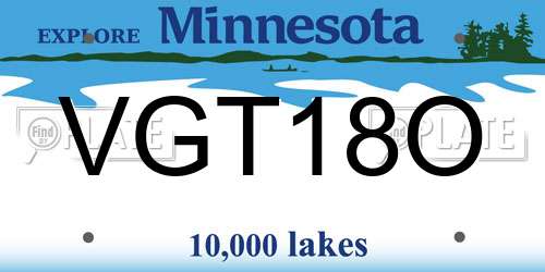 VGT18O Minnesota License Plate