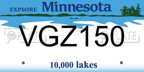 VGZ150 Minnesota License Plate