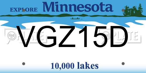VGZ15D Minnesota License Plate