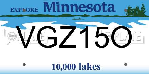 VGZ15O Minnesota License Plate