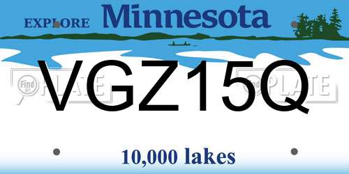 VGZ15Q Minnesota License Plate