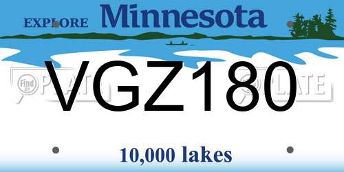 VGZ180 Minnesota License Plate
