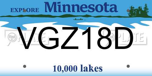 VGZ18D Minnesota License Plate