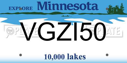 VGZI50 Minnesota License Plate