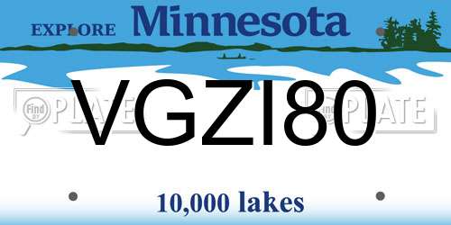 VGZI80 Minnesota License Plate