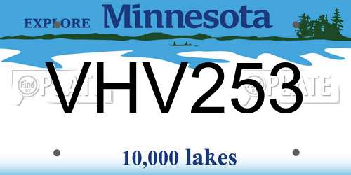 VHV253 Minnesota License Plate