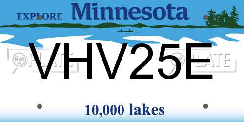 VHV25E Minnesota License Plate