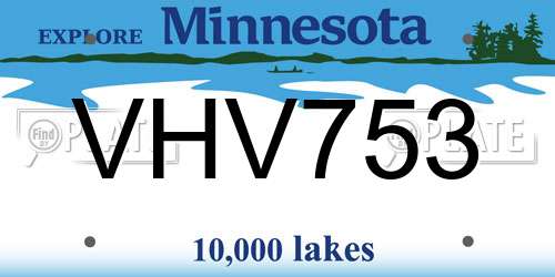 VHV753 Minnesota License Plate