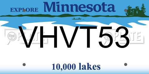 VHVT53 Minnesota License Plate