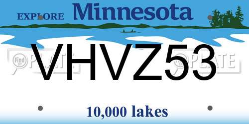 VHVZ53 Minnesota License Plate