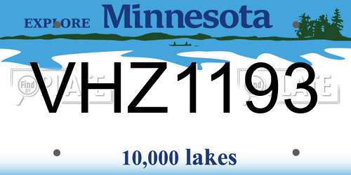 VHZ1193 Minnesota License Plate