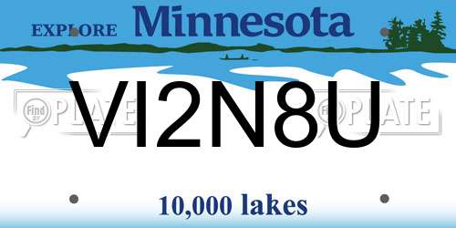 VI2N8U Minnesota License Plate