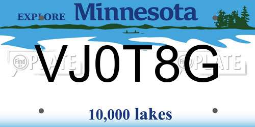 VJ0T8G Minnesota License Plate