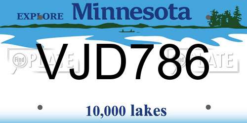 VJD786 Minnesota License Plate