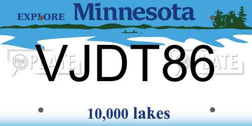 VJDT86 Minnesota License Plate