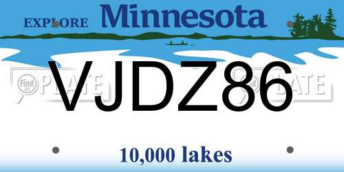 VJDZ86 Minnesota License Plate