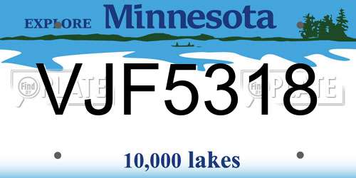 VJF5318 Minnesota License Plate
