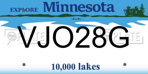 VJO28G Minnesota License Plate
