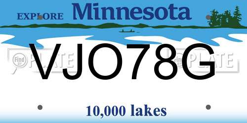 VJO78G Minnesota License Plate