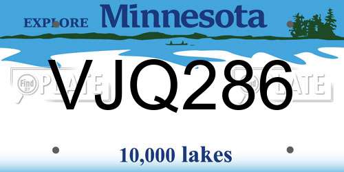 VJQ286 Minnesota License Plate