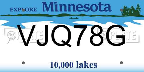 VJQ78G Minnesota License Plate