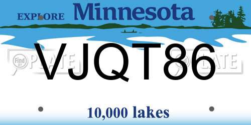 VJQT86 Minnesota License Plate