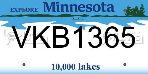 VKB1365 Minnesota License Plate