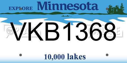 VKB1368 Minnesota License Plate