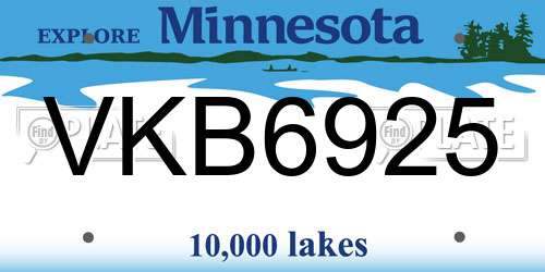 VKB6925 Minnesota License Plate