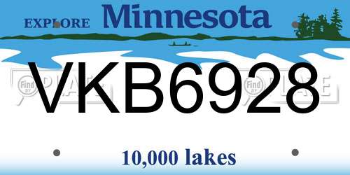 VKB6928 Minnesota License Plate