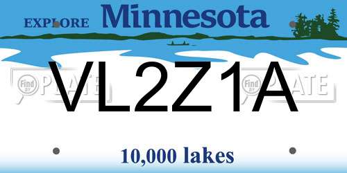 VL2Z1A Minnesota License Plate